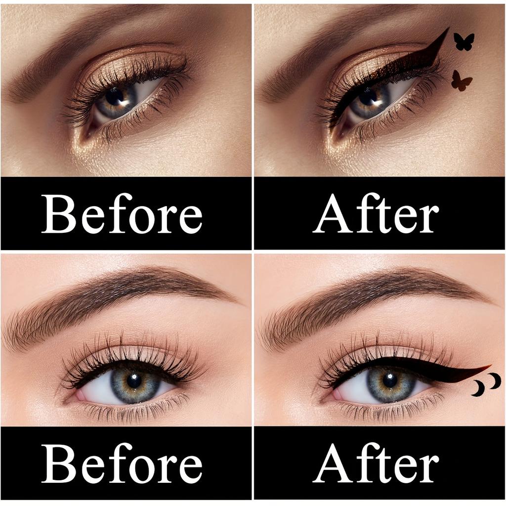 4 шт./набор подводка для глаз с двойной головкой, штамп со звездой и луной, долговечная водостойкая черная жидкая подводка для глаз, карандаш для макияжа глаз, косметика