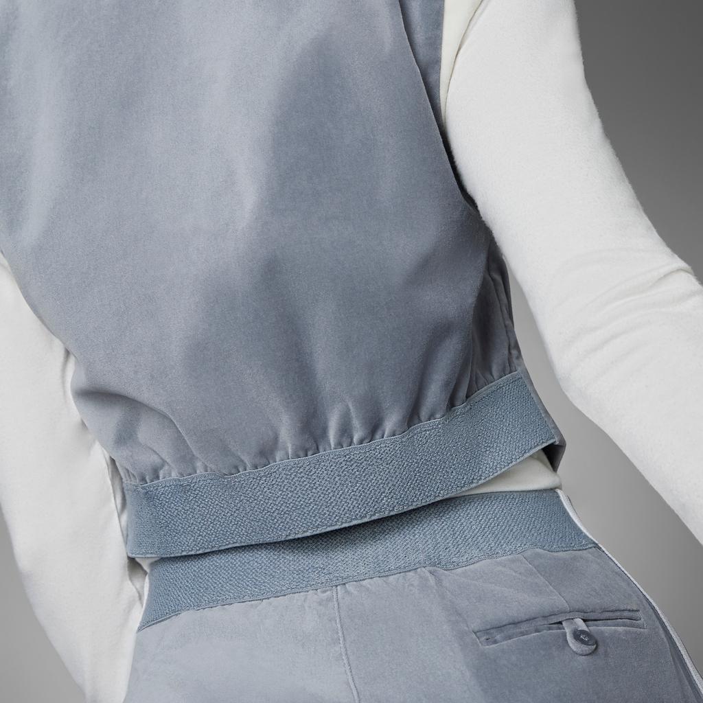 Adidas Originals Trefoil Challenger Zip-Up Collar Cropped Sleeveless Jacket Women Tops Blue Light-Grey HN1001