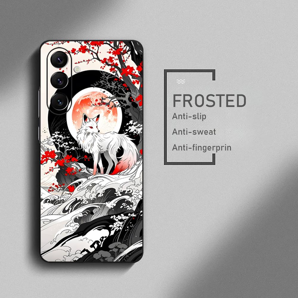 Japanese fox demon Popular Cool Phone Case For Samsung Galaxy S25 S24 S23 S22 S21 S20 Plus Ultra Note20 Soft Black