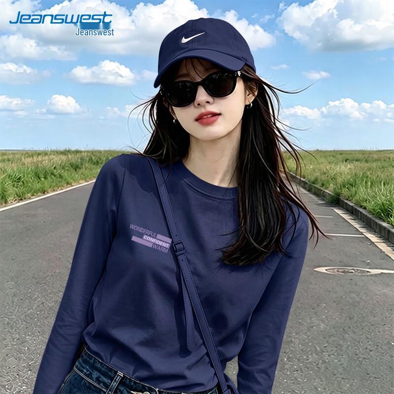Женская футболка Jeanswest из чистого хлопка свободного кроя с длинным рукавом