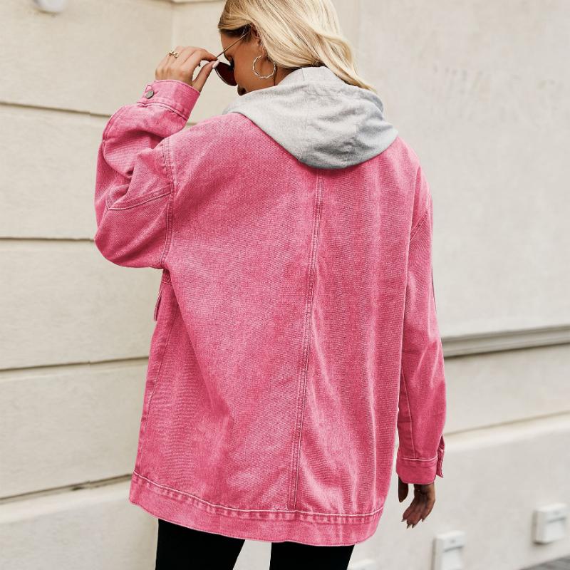 IHUASU Женская универсальная облегающая классическая джинсовая куртка свободного покроя в стиле ретро