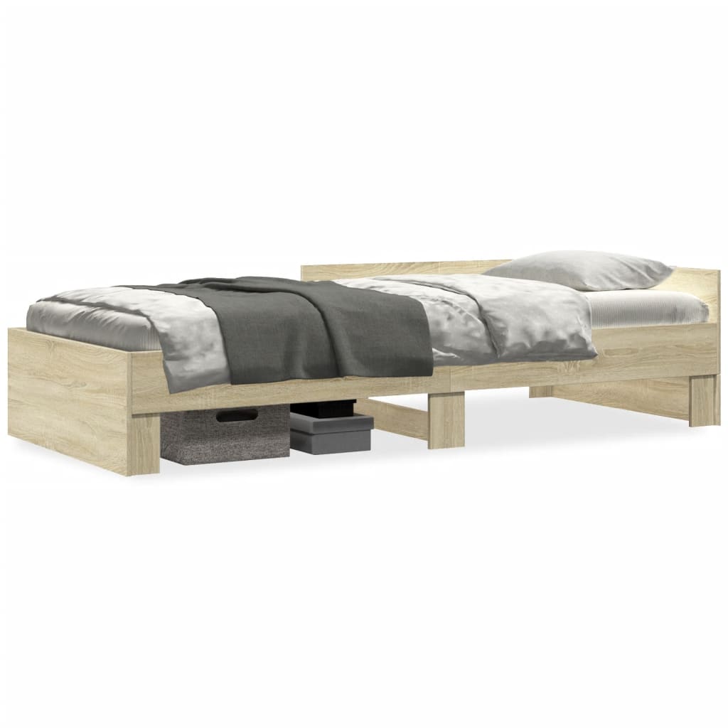 Bed Frame without Mattress Sonoma Oak Finish 100 x 200 cm Engineered Wood