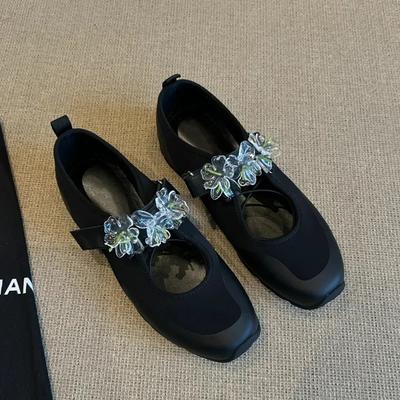 Модные балетки спортивного стиля на плоской подошве Мэри Джейн с одним ремешком Полиуретановая стелька Резиновая подошва Взрослая повседневная обувь