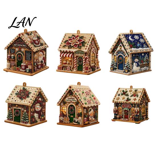 3D Cabin Craft House Christmas Faux Pearl Art Kit, DIY Handmade Rhinestone Painting Kit Relaxing Activities for Adults Adults, Tabletop Xmas