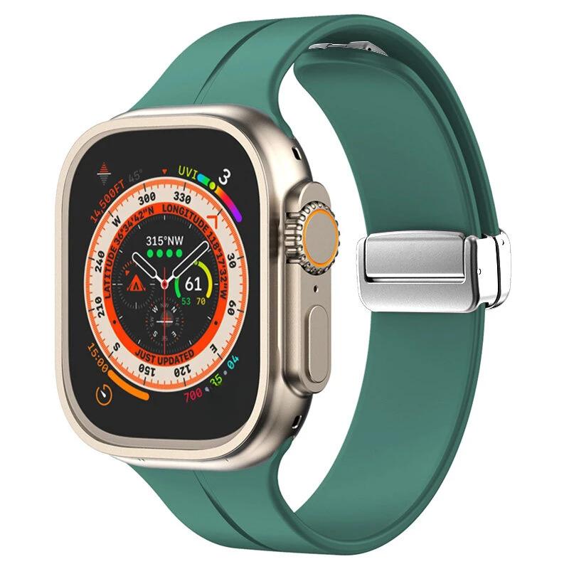 Магнитный ремешок для Apple Watch ultra band 49 мм 45 мм Силиконовый браслет iWatch Series 7 8 se 6 5 3 44 мм 45 мм 40 мм 41 мм 42 мм 38 мм