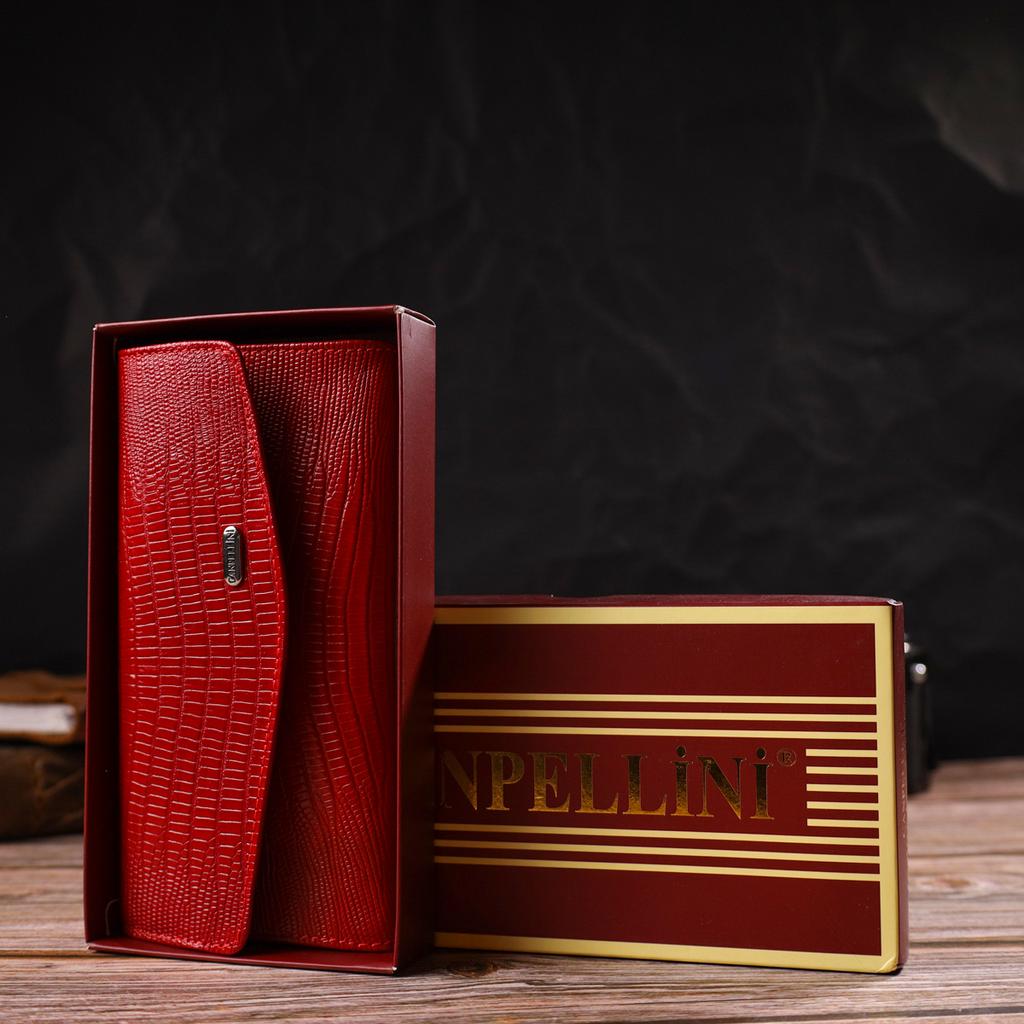 Фактурное женское портмоне из натуральной кожи с тиснением CANPELLINI 21698 Красный