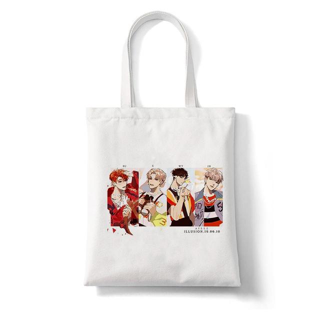 Сумка-шоппер Корея Ulzzang ATEEZ Kpop Комбинация хип-хоп с хипстерским принтом Сумки для покупок Эко-холщовая сумка-тоут для фанатов Pacakge Hand Bag