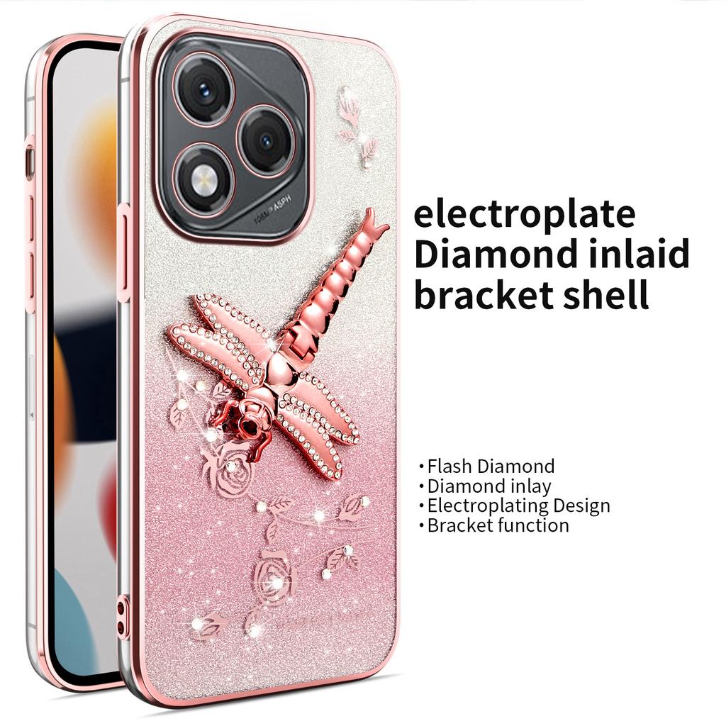 KADEM Чехол для Honor 400 Lite 5G Стрекоза Подставка ТПУ Цветы Блестки Чехол для телефона