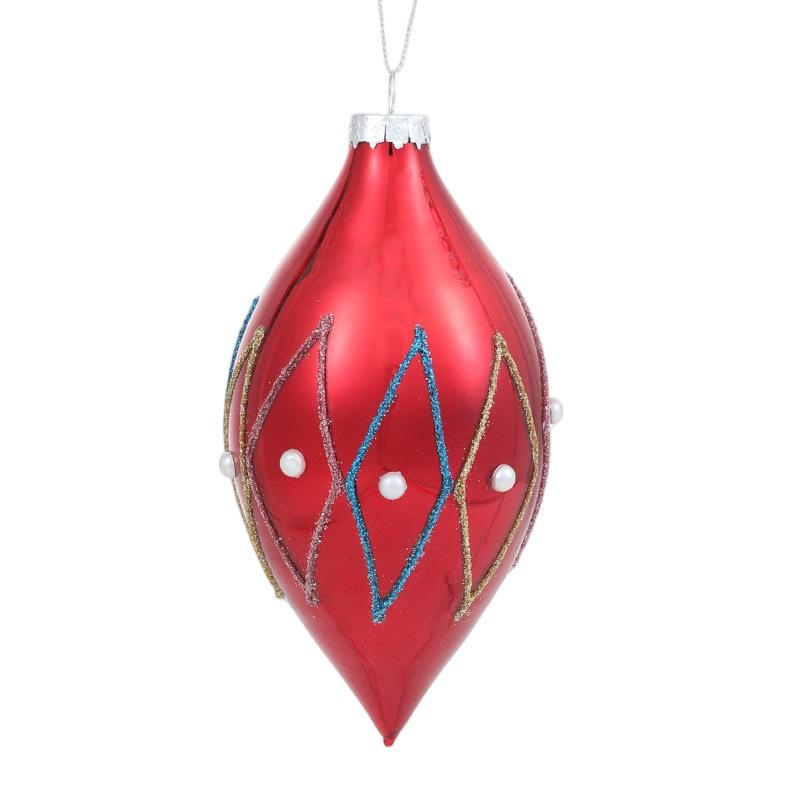 Разноцветный нерегулярный стеклянный подвесной ornament-луковица для рождественской елки