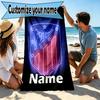Custom Name Personalized football team Print Beach Towel, for Trip Camping Beach Party Home Decor, Birthday Gift for Family & Friends