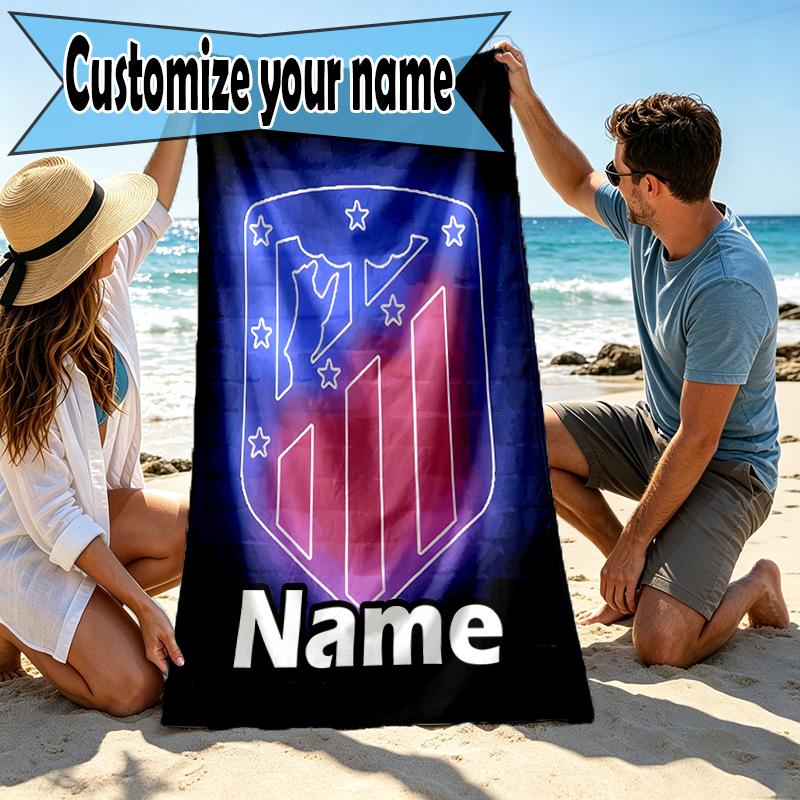 Custom Name Personalized football team Print Beach Towel, for Trip Camping Beach Party Home Decor, Birthday Gift for Family & Friends