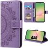 Case for Samsung Galaxy A56 5G - BOOLING - Shockproof Synthetic Leather Mandala Pattern Purple