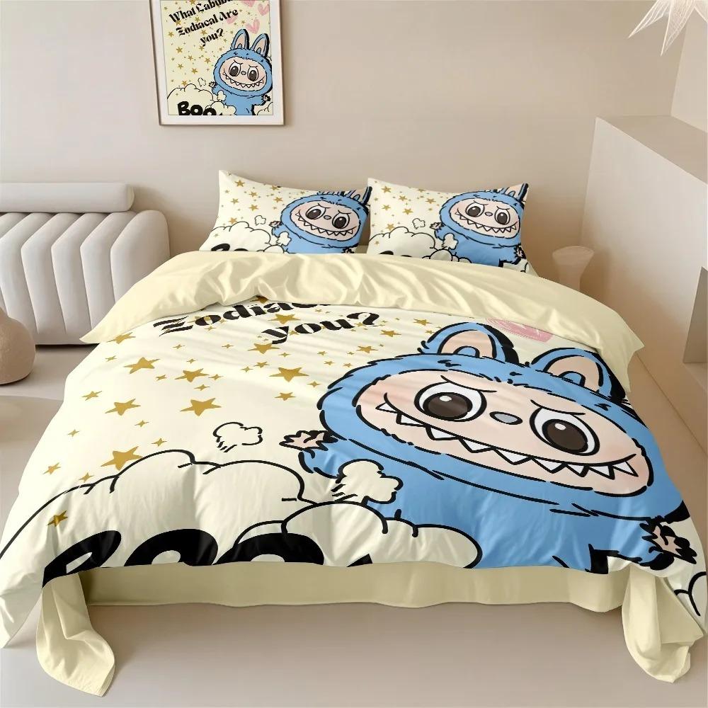 Милый комплект постельного белья бубу из 2/3 предметов для спальни, Детский подарок, Подростковый, Взрослый, Микрофибра, Двуспальная кровать, Пододеяльник на молнии, Декор для комнаты