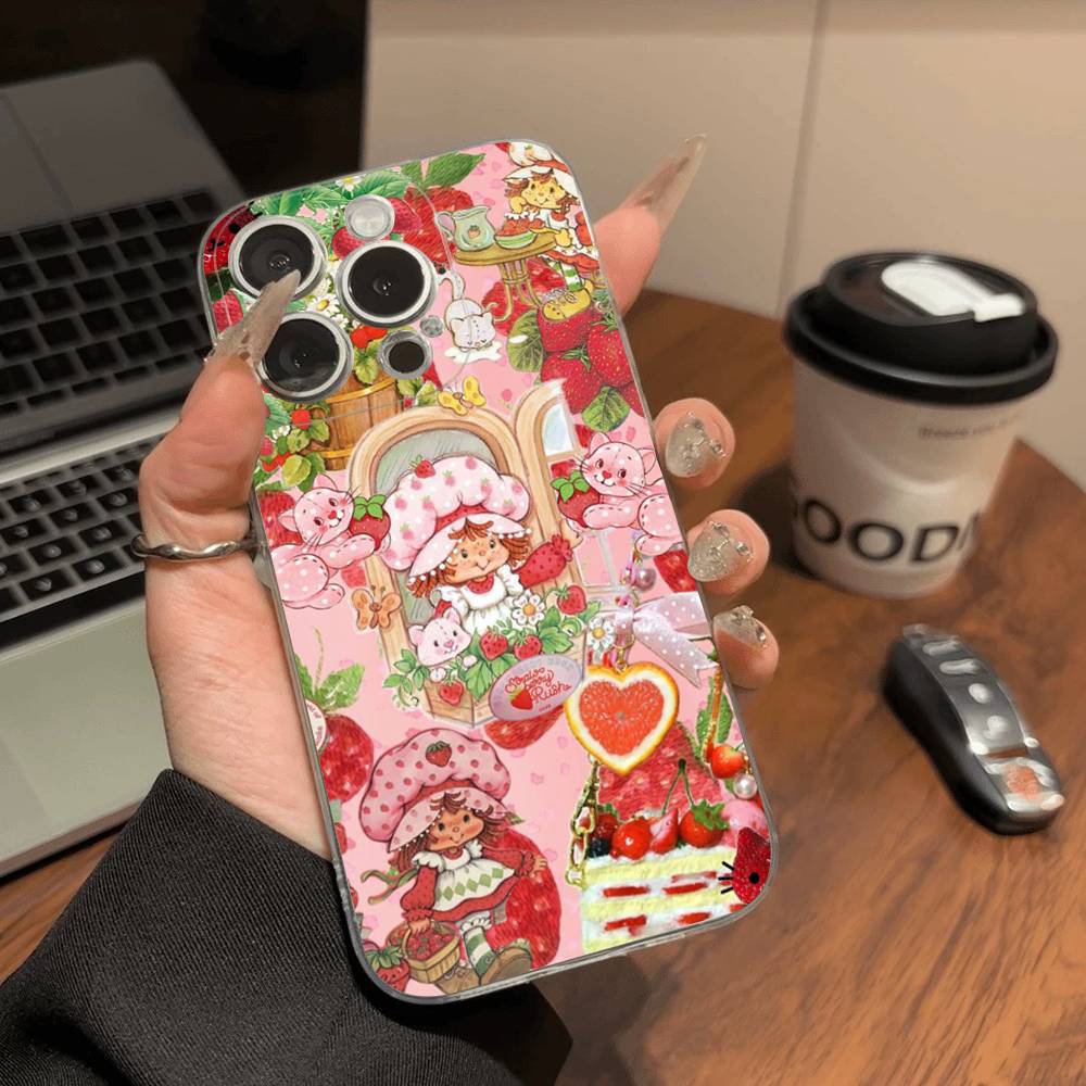 Чехол для телефона 'Девочка с клубничным тортом' S для IPhone 11 12 13 14 15 16 17 Pro Max Plus Прозрачная задняя крышка
