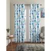 2 Pieces Abstract Flower Eyelet Polyester Long Door Curtains - Blue