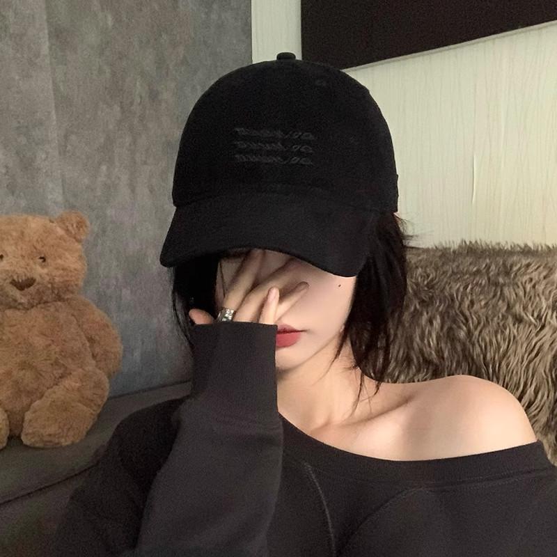 New big head circumference gray baseball cap children's new wide brim shows the face small versatile retro embroidered cap