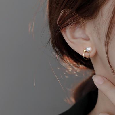 Серьги с жемчугом в форме креста для женщин, летние серьги-клипсы из стерлингового серебра 925 пробы, позолоченные 14 карат, модные ювелирные изделия, тренд