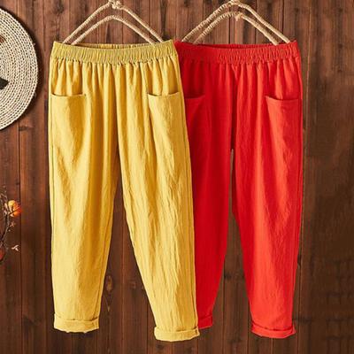 Женские летние свободные тонкие брюки-девятки с высокой талией, прямые, удобные шаровары