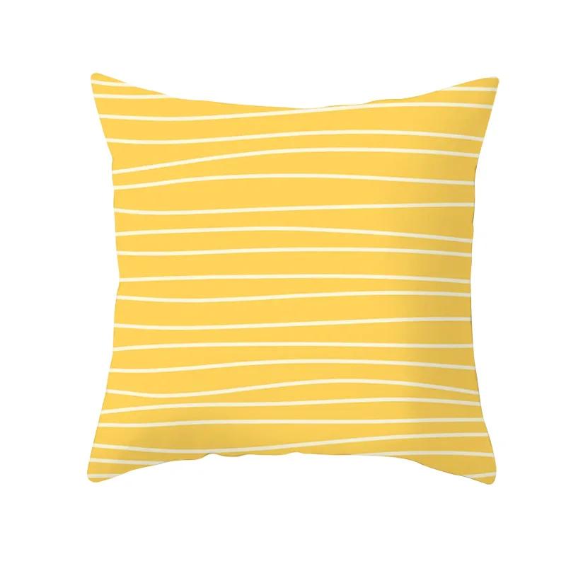 Lemon Pineapple Cushion Cover 45x45cm Summer Yellow Pillow Case Sofa Decoration Pillow Cover Geometric Striped Throw Pillowcase
