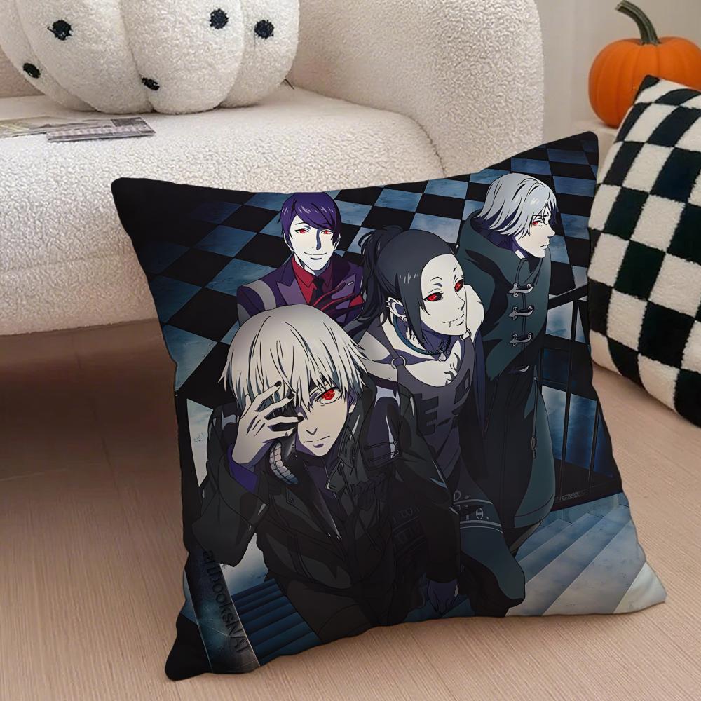 Grim Haunting Tragic Anime TTokyo Ghoul Cushion Cover Throw Pillow Cover Hidden Button Durable Polyester Chair Cushion