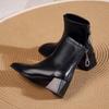 Classic Winter Autumn Ankle Boots Women's Fashion Thick Heel Square Toe Boots Casual Low Heel Sexy Retro Winter Boots