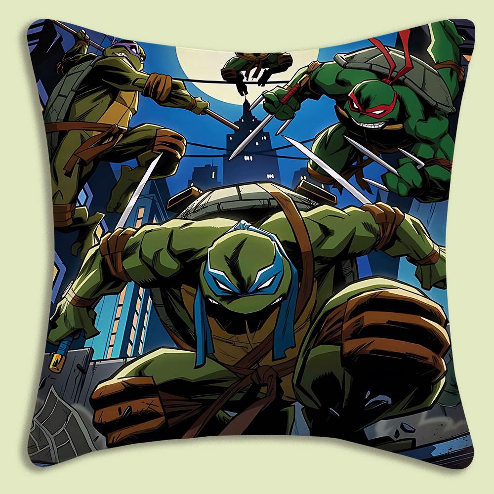 NNinja Turtles Pillow Covers Cartoon Sofa Decorative Home Doublesided Printing Short Plush Cute Cushion Cover