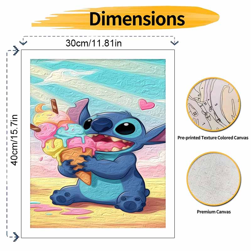 Disney Набор для рисования по номерам «Стич Мороженое» Ручная роспись. Подарок домашнего декора
