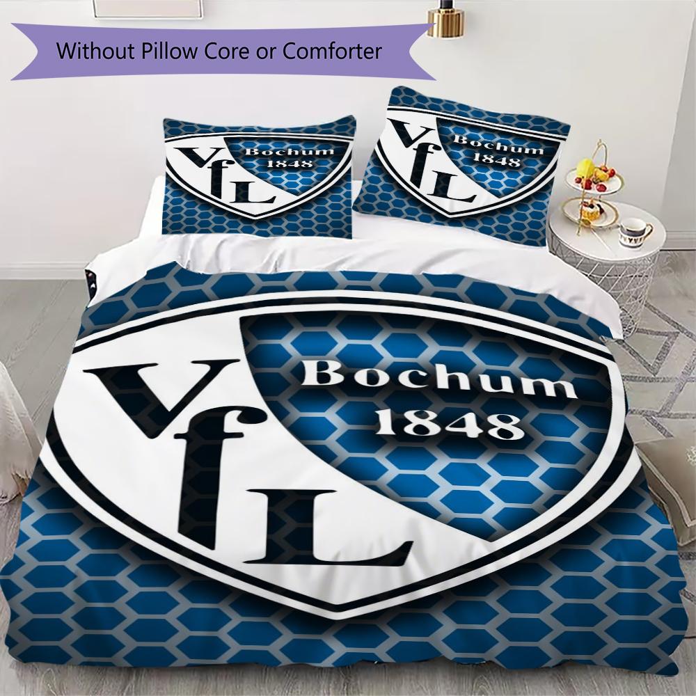 Постельное белье с узором VfL Bochum 1848 Комплект одеял Покрывало Наволочка Домашний Декор Подарок на День Рождения (1 пододеяльник + 2 наволочки без наполнителя)98
