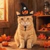 Lightweight Pet Headgear Halloween Cat Witch Hat, Fun Hat with Adjustable Elastic Strap, Cartoon Comfortable Headwear Ghost Pumpkin Bat Skull for Cats