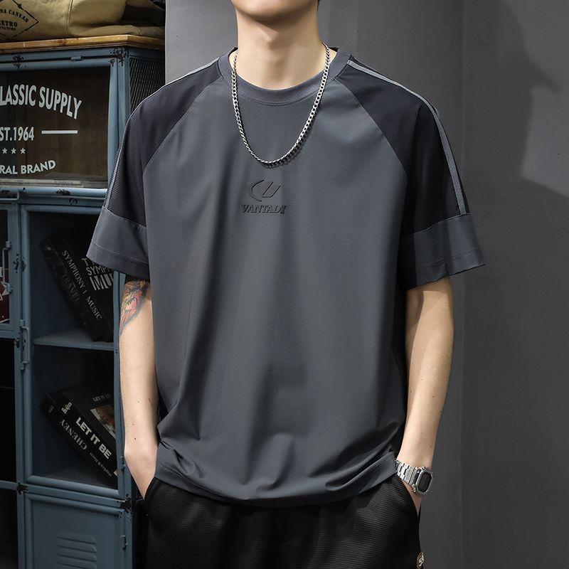 Мужские летние футболки большого размера с короткими рукавами в стиле пэчворк, свободные повседневные топы с круглым вырезом, одежда 2010 года