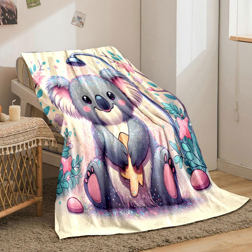 Sparkly Koala Shower Time print blanket soft and cozy perfect for the living room bed sofa or a nap,gift
