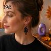 Colorful Patterned Ear Ornaments 1 Pair 2D Acrylic Halloween Dangle Drop Earrings for Women, Stylish Theme Party Accessories Spooky Ghost Cat Pumpkin