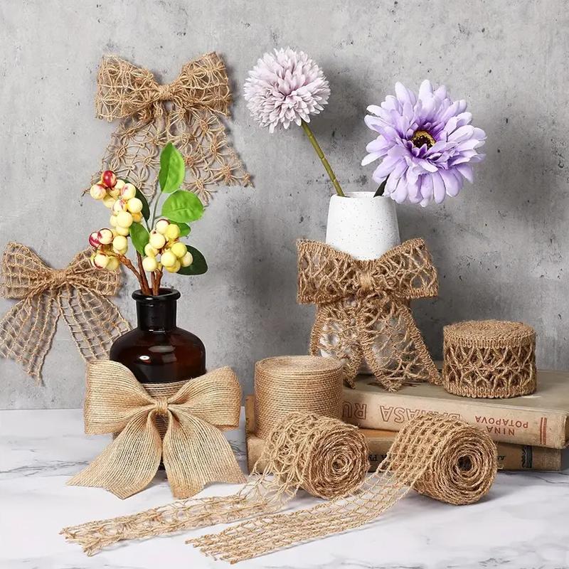 1 шт. Мешковина Лента Домашняя Лента Подарочная Упаковка Плетеная Лента Ручная работа Полая Плетеная Лента Декоративная Мульти-стиль