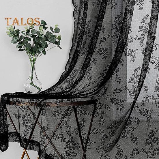 Lace Sheer Easy Universal Curtain To Install Vintage Floral Sheer Gothic Curtain Bedroom Luxury Light Filtering Drapes Window Treatment