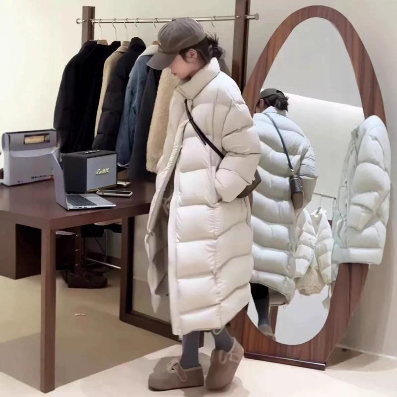 Куртка с 90% пуха белой утки, новая дутая женская средней длины до колена, утолщенная зимняя теплая куртка от холода