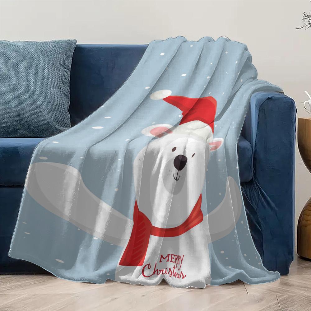 Tuniu Merry Christmas Plush Teddy Bear Kids Fleece Blanket Sofa Bed Throw Warm Soft Cute Gift