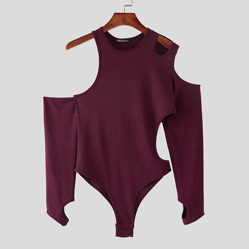 INCERUN Мужские обтягивающие шорты с вырезом и длинным рукавом, комбинезоны, боди