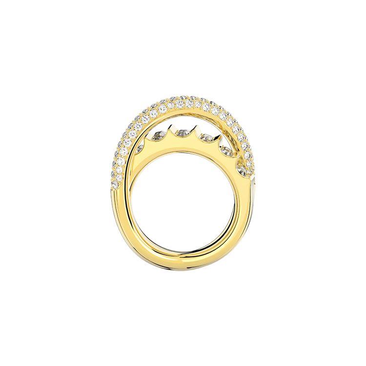 Swarovski Модное Трендовое Кольцо с Смешанной Огранкой для Женщин Золотое 5661057