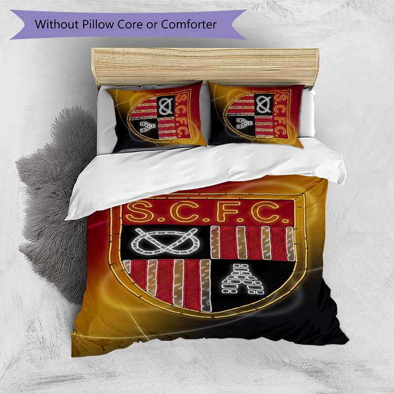 Stoke City Football Printed 3 Pieces Bedding Set, Comfortable Skin Friendly Bedroom Duvet Cover Set