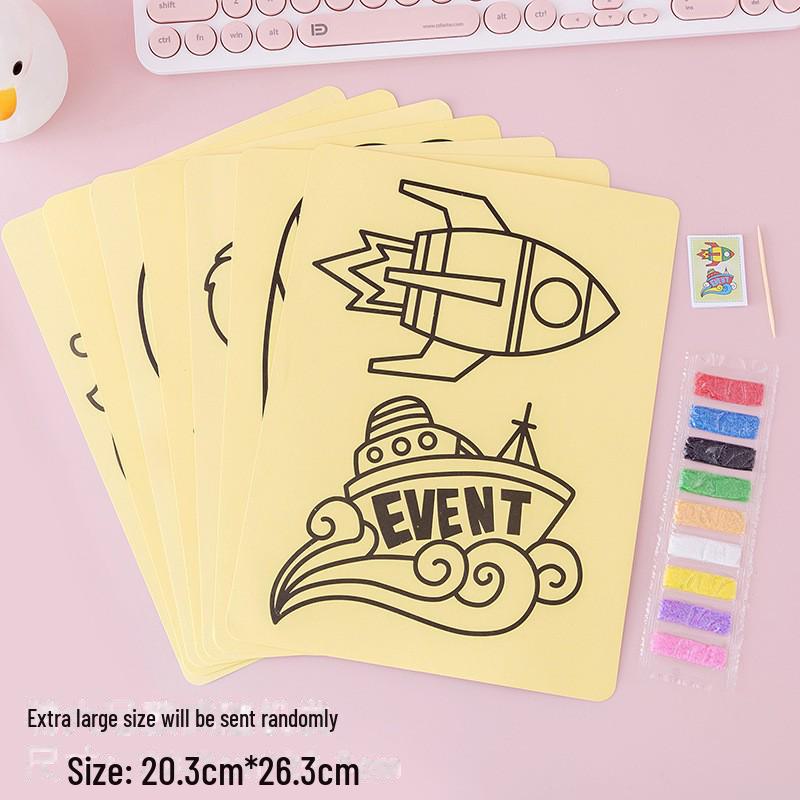 Набор для рисования желтым песком ручной работы - детская развивающая игрушка для рисования скребками