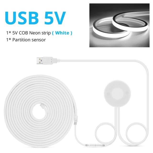 DC5V COB неоновый свет светодиодная лента проницаемая деревянная ручная развертка сенсорный датчик переключатель с регулируемой яркостью неоновая веревка трубка лампа подсветка комнаты декор