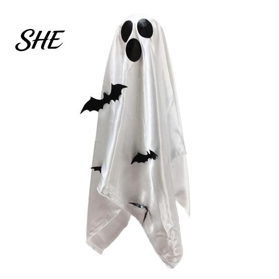 Outdoor Spooky Yard Ornaments Scary Ghost Decor, Bat Print Hanging Decor for Porch Lighted Ghosts Tree, Glow-in-the-Dark Halloween Decoration