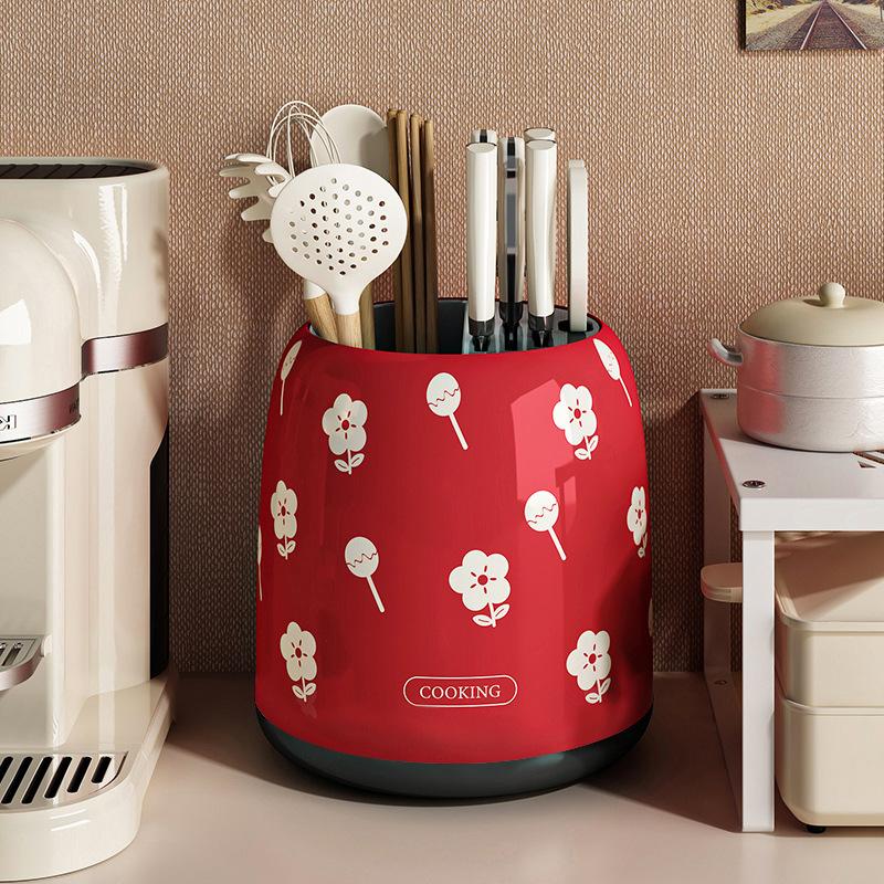 Knife Rack Multifunctional Chopstick Tube Integrated Storage Box Household Countertop Vegetable Knife Rack Cage Rotating Drain