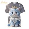 New Cat 3D Printed T Shirt Cute Animal Pet Cat Baby Graphic T-shirt For Men And Women Fashion O Neck Short-sleeved Casual Tops