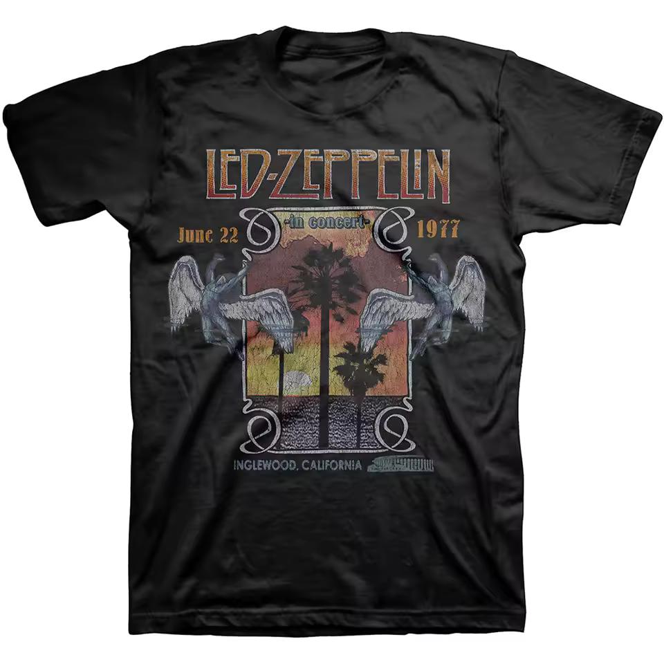 Inglewood Led Zeppelin Band T-Shirt Cotton Graphic Tee Men Women Summer Streetwear