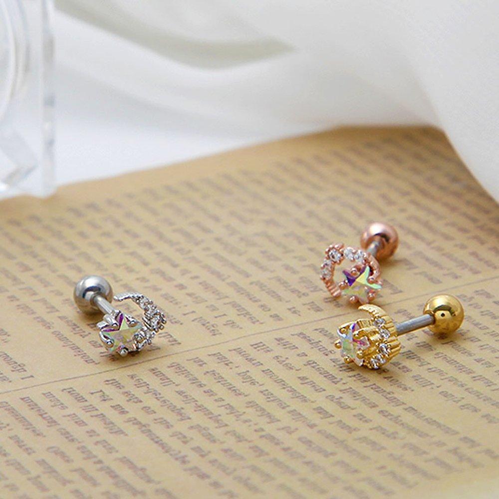 [1+1] Модный пирсинг Блинг Луна 3 вида, выберите 1, продается одна сторона