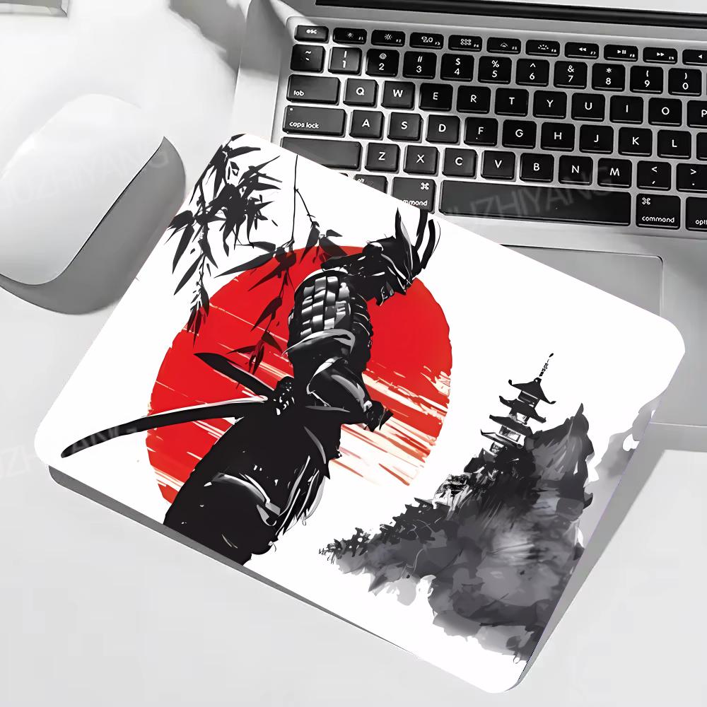 Japan samurai Mouse Pad Square Computer Office Game Table Mats Small Rubber Anti-slip Gaming Keyboard Mousepads Desktop Desk Mat