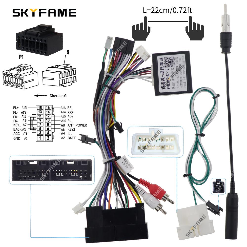 SKYFAME 16-контактный автомобильный жгут проводов Адаптер Canbus Box Декодер Кабель питания Android Для Hyundai IX35 HYK-RZ-12