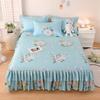 Elegant Floral Pattern Bed Skirt Set Non-slip Mattress Protector Soft Comfortable Ruffled Bedspread Bedroom Decor Bedding Set