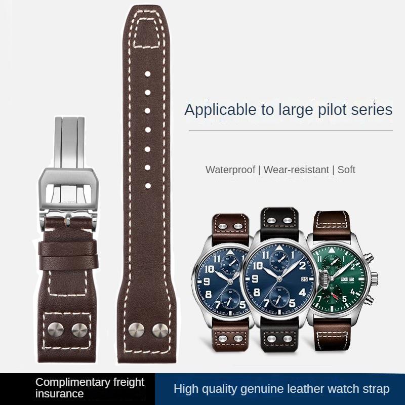 Ремешок для часов 20 мм 21 мм 22 мм для IWC Pilot Spitfire Princekin Mark дерма Черный Коричневый Ремешок из воловьей кожи Складная застежка Ремешок для часов